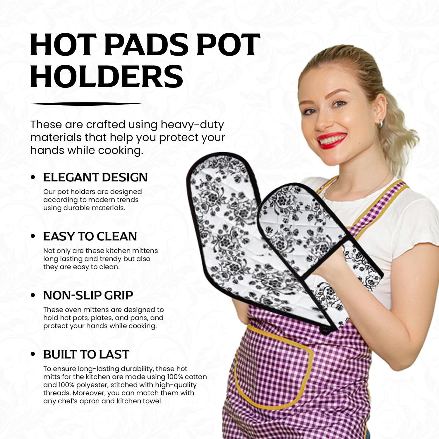 Amazon.com: Chefs Tech, Traditional Pretty Floral, 1 Piece, Long